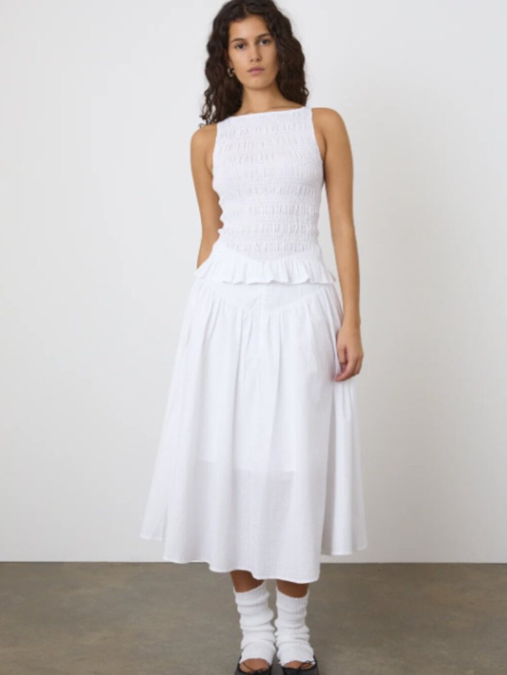 Peachy Den White Midi Skirt